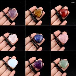 Pendant Necklaces 50cm Natural Heart-shaped Agates Tiger Eye Clear Quartzs Stone Lapis Lazuli Necklace For Women Jewelry Gift Size 30x30mm