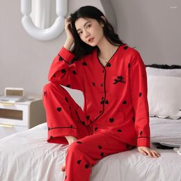 Women's Sleepwear Pajama Ladies Spring And Autumn Thin Long Sleeve Pants Pure Cotton High-grade Home Wear Ice Silk Plus-size Pyjamas Suit