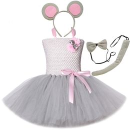 Girl's Dresses Grey Mouse Costumes Girls Tutu Dress Children Animal Costume Kids Halloween Dresses for Girls Baby Clothes for Birthday Party 230925