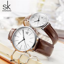 Shengke Couple Watch Men Women Watches Simple Quartz Reloj High Quality Relogio Masculino Business Clock Unisex Lover Watch Saat209q