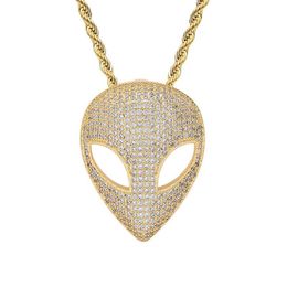 Hip Hop Claw Set CZ Stone Bling Iced Out Solid Alien Pendants Necklaces For Men Rapper Jewelry Drop Pendant254r