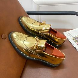 Dress Shoes Men Gold Formal Office Man Fashion Young Casual Slip-on Tassel Adult Business Shoe