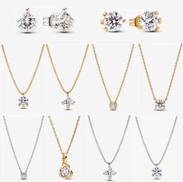 2023 new 925 silver Pendant Necklaces for women Jewelry gift DIY fit Pandoras Era Bezel Lab-grown Diamond designer Necklace high-quality link chain with box