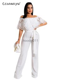 Women's Jumpsuits Rompers Summer Ruffled Collar Long Pants One Piece Black One Piece Jumpsuit Elegance Casual Wide Leg Rompers Overalls for Women 2022 L230926