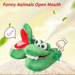 Slippers Funny Mr Winter Warm High Quaily Plush Women Cute Home Funny Animals Open Mouth Slippers House Floor Cotton Shoes 230925