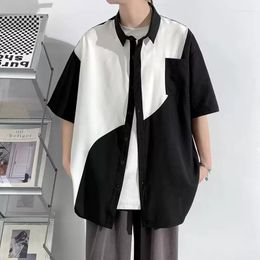 Men's Casual Shirts XS-6XL 2023 Men Women Clothing Yamamoto Style Black And White Contrasting Colours Shirt Lovers Plus Size Costumes