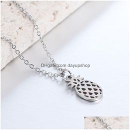 Pendant Necklaces Stainless Steel Tropical Fruit Pineapple Trendy Fashion Chain Necklace For Women Girls Collar Pendants Jewellery Drop Dhoon