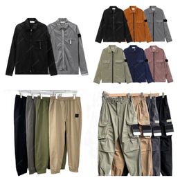 Designers mens byxa stenstenar höst vinter last suveralls märke militär stil retro tvättad sidor bunt fot foten overaller casual byxor