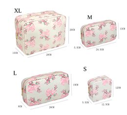Cosmetic Bags Cases 4size Makeup Bag Pink Printed Bow Travel Storage Bag Toiletry Pouch Waterproof Women Nylon Outdoor Travel Makeup Bag Organiser 230925