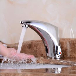 Bathroom Sink Faucets Vidric Brass Sensor Faucet Deck Mounted Automatic Water Saving Basin And Cold Mixer Tap DC6V &AC220v Torneira