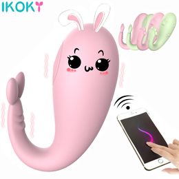 Vibrators IKOKY Silicone Cherry Vibrator APP Wireless Remote Control Gspot Massage 8 Frequency Adult Game Sex Toys for Women 230925