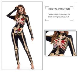 Seksowna projektant Costume Halloween dla damskich szkieletów róża Rose Druku