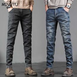 Men's Jeans Spring Autumn Men's Classic Fashion Grey Jeans Casual Slim Skinny Vintage Blue Streetwear Biker Party Long Trousers 27-36 L230926