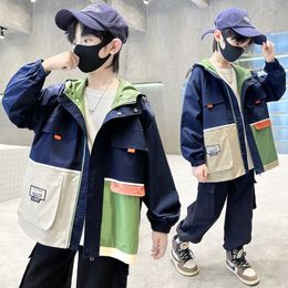 Coat Young Boys Windbreaker Jacket Kid's Children's Trench Outfits Outwear for 6 8 9 10 Years 230926