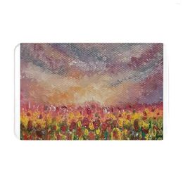 Carpets Sunset Garden Comfortable Door Mat Rug Carpet Foot Pad Tulips Floral Wildflowers Field Nature Clouds Colorful