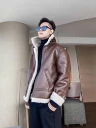 Men's Fur Autumn And Winter Leather Coats Lamb Jacket Motorcycle Thickening Suede