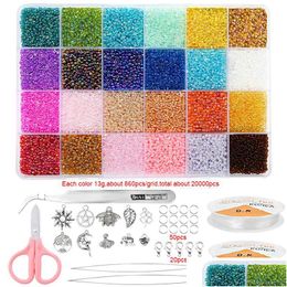 Acrylic Plastic Lucite 20000Pcs 2Mm 12/0 Glass Seed Beads For Jewelry Making Supplies Kit Bracelets Necklace Kits Alphabet Diy Art Cra Dhgce