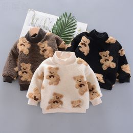 Mantel Winter Flanell Jungen T-shirt Jacke Plüsch Warme Kleinkind Junge Kleidung Dicken Pullover Kinder Kleidung Weihnachten Kostüm 230926