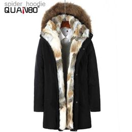 Men's Down Parkas Men Winter Jacket 2022 Winter Thick Hood Detached Warm Waterproof Big Raccoon Fur Collar for -30 Degrees Leisure Down Jacket L230926