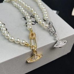 Planet Pendant Designer Pearl Necklace Fashion Paper clip Pendant Love Jewelry306V