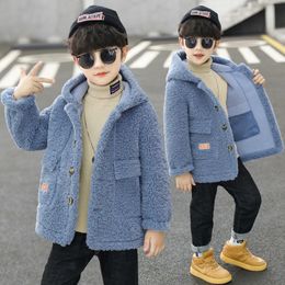 Coat Winter Boys's Pamuklu Çocuk Kapşonlu Karikatür Katı 313y 230926