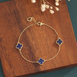 Hot selling lapis lazuli four leaf grass bracelet, light luxury and niche, high-end lucky five flower bracelet, Valentine's Day gift for girlfriend