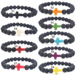 6 Designs Lava Rock Beads Charms Bracelets Women s Essential Oil Diffuser Natural stone Beaded Bangle For Men s Chakra Crafts Jewellery 12 LL