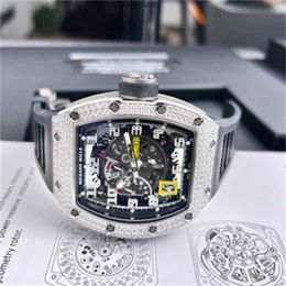 Mills WrIstwatches Richardmill Watches Automatic Mechanical Sports Watches Mens Series RM030 18k Platinum Original Diamond Mens Watch 50x427mm RM030 Platin HB1M