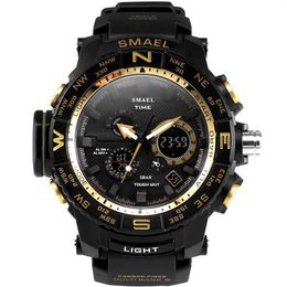 Fantastic Outdoor Dual Display 50m Waterproof Teenage Watch Tide Male Fashion SMAEL LED Electronic Watch Multi-function 1531214I