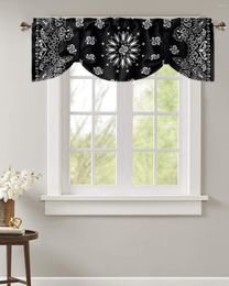 Curtain Black White Bandana Bohemia Short Window Adjustable Tie Up Valance For Living Room Kitchen Drapes