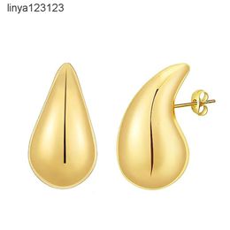 Chunky 18k Gold Plated Stainless Steel Hollow Hoop Earrings for Women Hypoallergenic Lightweight Waterdrop Stud Earrings Jewellery