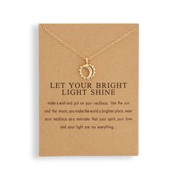 Pendant Necklaces Fashion Sun Pendants Gold Colour Alloy Necklace Wish Card Jewellery For Women Girl Birthday Gift Drop Delivery Dh5Ai