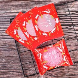 Gift Wrap 100 Pcs Autumn Festival Moon Pattern Cake Bags Plastic Cookie Candy Bag Mid-Autumn Mooncake Packaging