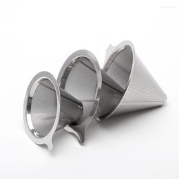 Coffee Filters 5Pcs 300/600 Mesh 304 Stainless Steel Filter Holder Reusable Double Layer Strainer Basket Cone Espresso Tea Dripper