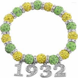 Bangle Green Yellow Greek Organization XHO Group Social Letters Chi Eta Phi Sign 1932 Beads Bracelets