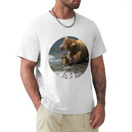 Мужские футболки-поло «Медведь ловит пиво в реке» (круглые), топы, рубашка с животным принтом для мальчиков, мужские высокие футболки
