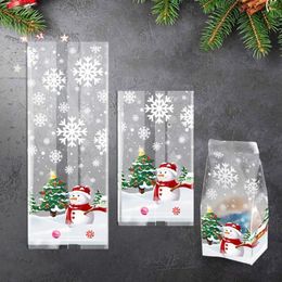Christmas Decorations 50Pcs Pastry Candy Bag Snowflake Crunchy Cookies Biscuit Cartoon Party Gift Holders Packaging Supplies
