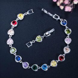 Charm Bracelets High Quality Clear Muliticolor Cubic Zirconia Tennis Bracelet For Women Fashion Ladies Jewelry White Gold Color