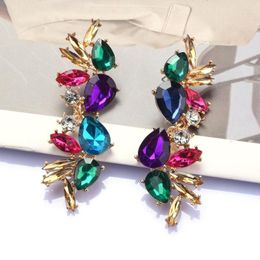 Dangle Earrings Style Elegant Multicolor Series Long Shiny Luxury Rhinestone Crystal Drop For Women Girls Pendientes Party Jewellery