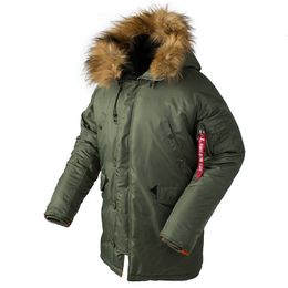 Men's Down Parkas Winter N3B puffer men long coat military fur hood warm tactical bomber army korean thick 230926