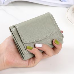 Wallets 2023 Women Short Wallet Money Coin Purse Card Holder Mini Cute Clutch Female Solid Colour PU Leather Slim Zipper Bag