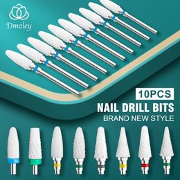 Nail Manicure Set 10pcs Carbide Manicure Cutters Set Nail Drill Bits Gel Polish Remover Cutter Ceramic Milling Cutter for Nails Electric File Tool 230925