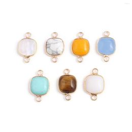 Pendant Necklaces 10 Pcs Square Shape Random Healing Crystal Stone Connectors Agate Charms For Making Jewelry Necklace Gift