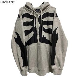 Women's Hoodies Sweatshirts Women Hip Hop Streetwear Oversized Hoodies Women Jacket Skeleton Jacket Coat Harajuku Y2k top Clothes Punk Jacket Outwear Zip-up 230926