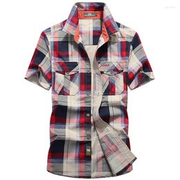 Men's Casual Shirts Brand Summer Shirt Men Military Short Sleeve Turn Down Collar Mens Big Size S-4XL Blusa Masculina