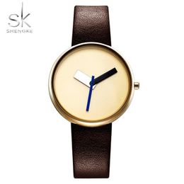 cwp 2021 Shengke Top Brand Luxury Simple Wrist Watch Brown Leather Women Causal Style Fashion Design Watches Female274S