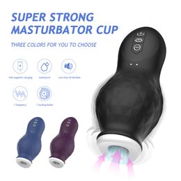 Masturbators Automatic Sucking Male Masturbator Cup Oral Vaginal Penis Machine Vagina Vibrator Masturbation Sex Toy for Men Adult Goods 230925