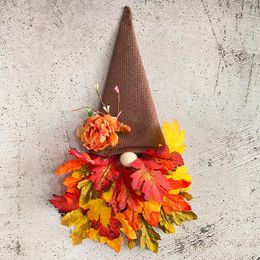 Decorative Flowers 1Pcs Autumn Hat Wreath Harvest Festival Garland Sunflower Door Hanging Wall Thanksgiving Day Home Decoration