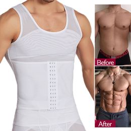 Waist Tummy Shaper Mens Body Shaper Compression Vest Abdomen Shapewear Tummy Slimming Sheath Gynecomastia Shapers Corset Waist Trainer Fajas Tops 231019