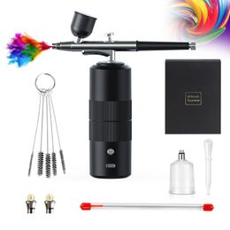 Body Paint Portable Rechargeable Wireless Airbrush With Compressor Double Action Spray Gun For Face Beauty Nail Art Tattoo Craft Cake 230925